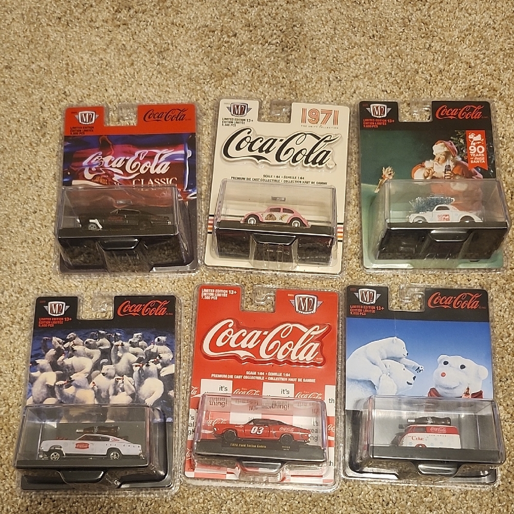 M2 Coca-Cola Vintage Diecast Car Set with Red and White Accents